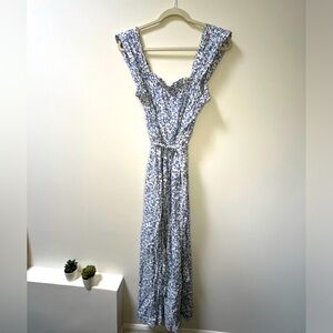 Linen blend floral romper jumpsuit (size large)